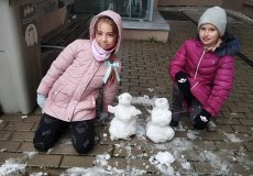 Sněhuláci z prvního "pražského" sněhu