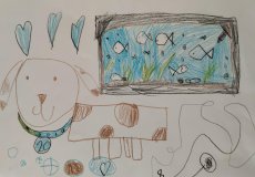 Rybičky a pejsek Žofka. Linda Mašková, 1. D.